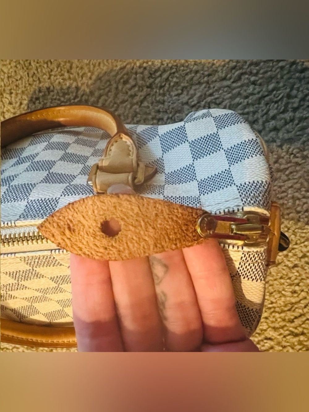 Louis Vuitton Damier Azur Canvas Satchel - Cream & Light Blue - Picture 8 of 10